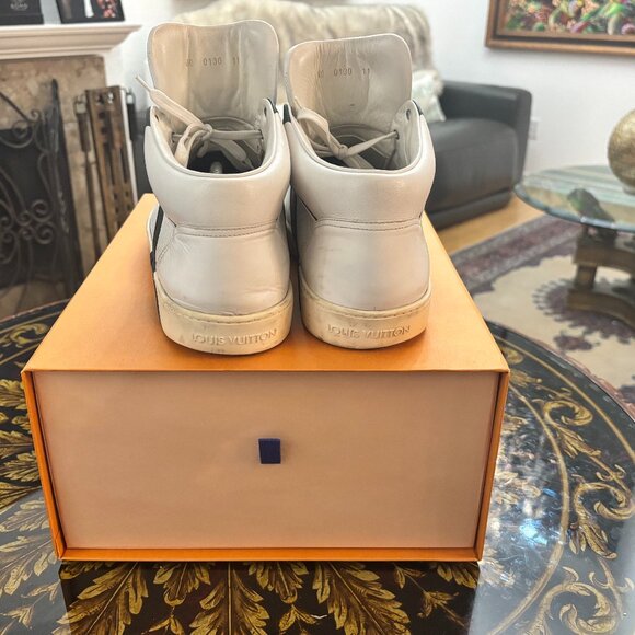 LOUIS VUITTON Shoes (12, White, Damier Infini) With LV Shoe Box and Dustbags - Picture 4 of 9